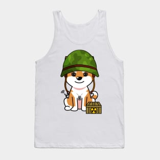 Funny orange dog is a soldier Tank Top